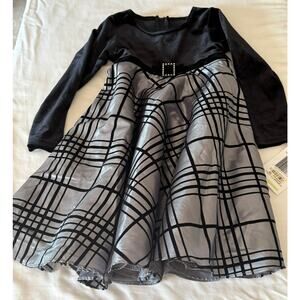 Good Lad of Philadelphia Girls 4T Dress Silver/black velvet top buckle belt NWT